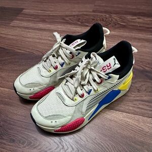 Puma Cream Sneakers with Pink, Blue & Yellow Accents